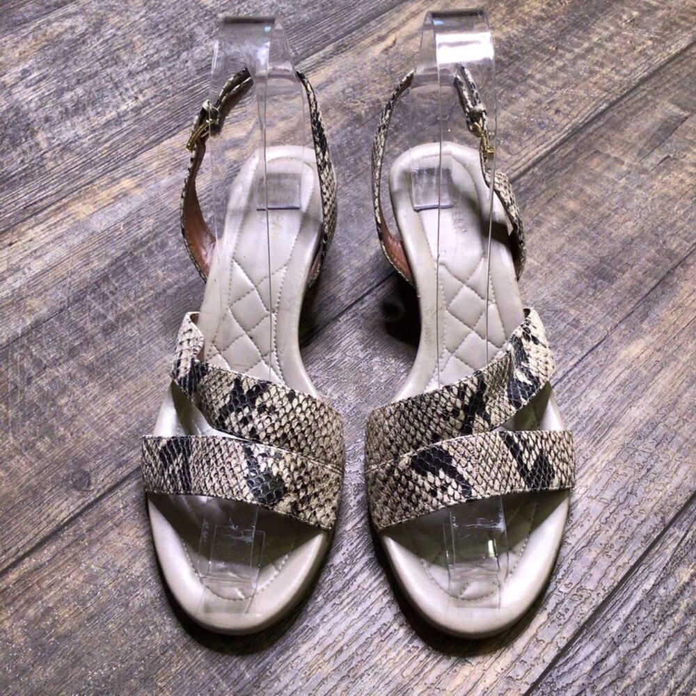 Cole Haan Snakeskin Ankle Wrap Wedge Sandal Size 7